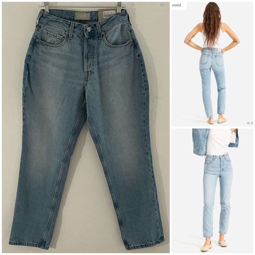 Everlane The Curvy '90s Cheeky Straight Jean Organic Cotton Blue Size 28 NEW